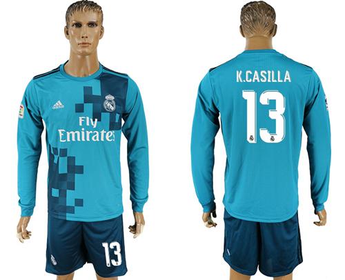 Real Madrid #13 K.Casilla Sec Away Long Sleeves Soccer Club Jersey - Click Image to Close